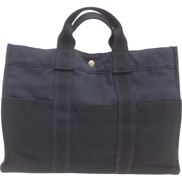 359186AM (G2) Hermes Tote Bag Tout MM Black Nylon - Picture 1 of 11